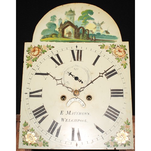 2010 - A George III mahogany crossbanded oak longcase clock, 35.5cm arched painted dial inscribed E Matthew... 