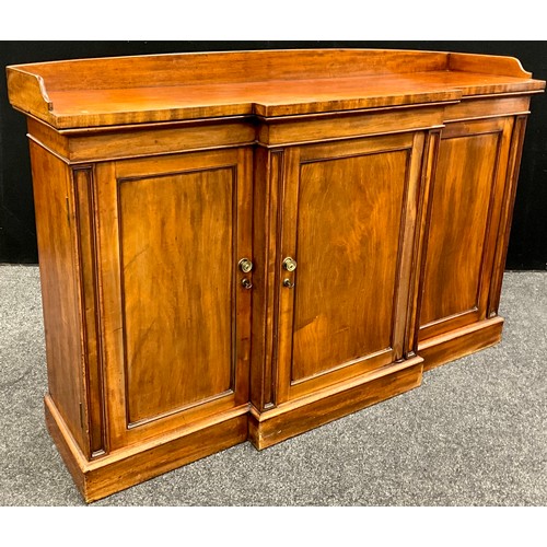 2134 - A Regency mahogany chiffonier sideboard, three-quarter galleried top, break-centre front with centre... 