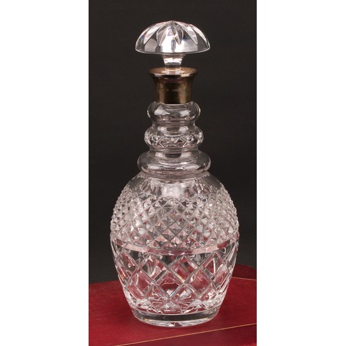 177 - Garrard & Co - an Elizabeth II silver mounted hobnail-cut mallet shaped decanter, star-cut base, 30c... 