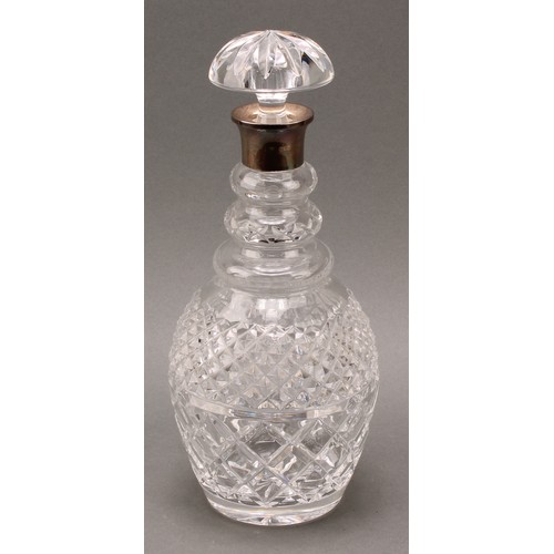 177 - Garrard & Co - an Elizabeth II silver mounted hobnail-cut mallet shaped decanter, star-cut base, 30c... 