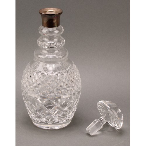 177 - Garrard & Co - an Elizabeth II silver mounted hobnail-cut mallet shaped decanter, star-cut base, 30c... 