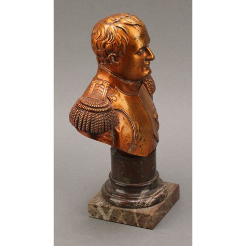 1964 - French School (19th/early 20th century), a gilt brown patinated bronze portrait bust, Napoleon Bonap... 