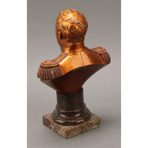 1964 - French School (19th/early 20th century), a gilt brown patinated bronze portrait bust, Napoleon Bonap... 