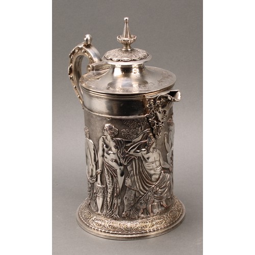 46 - A Victorian electrotype ewer, in bold relief after the antique with a procession of figures from Cla... 