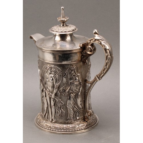 46 - A Victorian electrotype ewer, in bold relief after the antique with a procession of figures from Cla... 