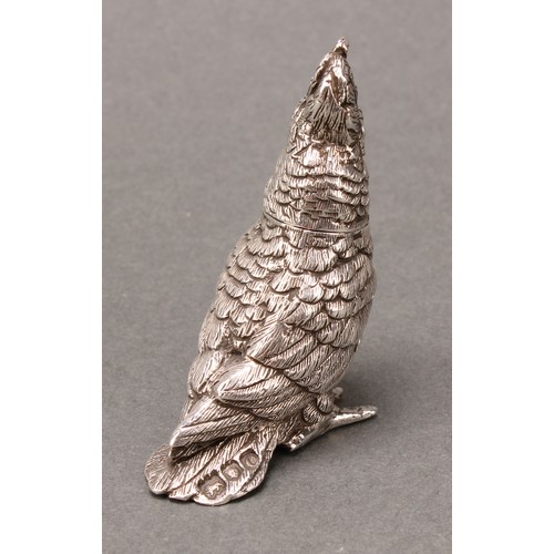 271 - A Victorian silver novelty pepper, cast as a cockatoo, 4.5cm high, London 1898