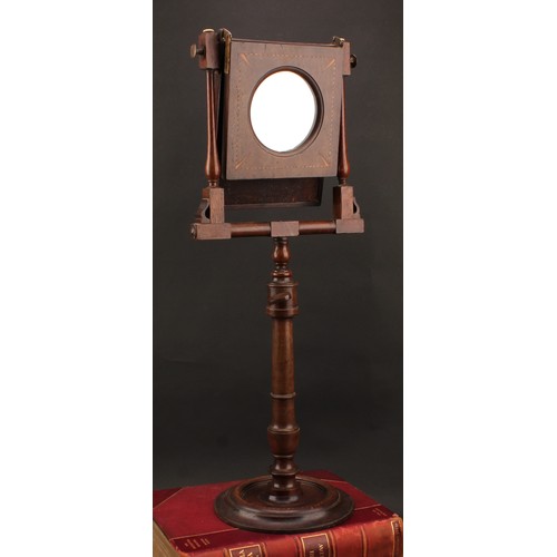 1933 - A George III/IV mahogany zograscope, turned pillar and base, outlined with barber-pole stringing, 67... 