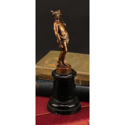 1967 - Grand Tour School (19th century), a cabinet bronze, Mercury, marble base, 18.5cm high