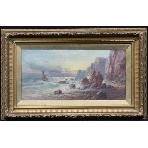 1028 - Sydney Yates Johnson, (act.1890-1926)
Sails Racing along the Coast, Cliffs and Beach
signed S Y John... 