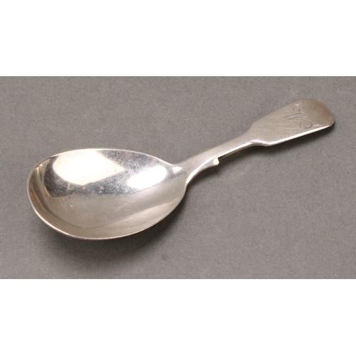 315 - A Victorian silver Fiddle pattern caddy spoon, 10cm long, Henry Holland, London 1856; others, variou... 