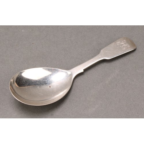 315 - A Victorian silver Fiddle pattern caddy spoon, 10cm long, Henry Holland, London 1856; others, variou... 