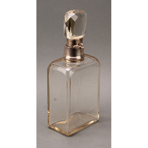 476 - An Edwardian silver mounted lockable decanter, 26cm high, Heath & Middleton, Birmingham 1909