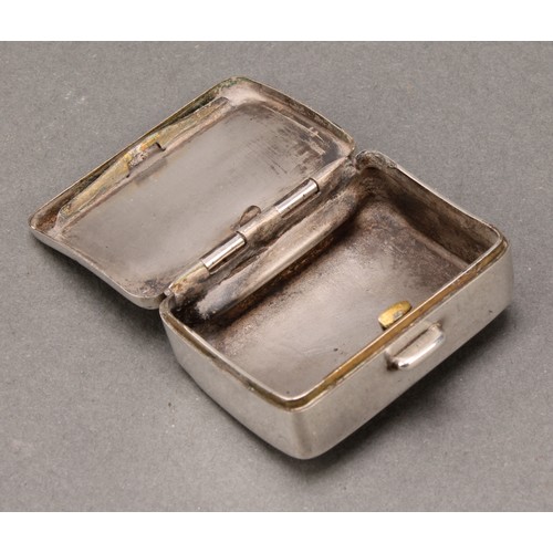 103 - A 19th century Continental silver re-entrant rectangular snuff box, engraved with flowers and sprigs... 