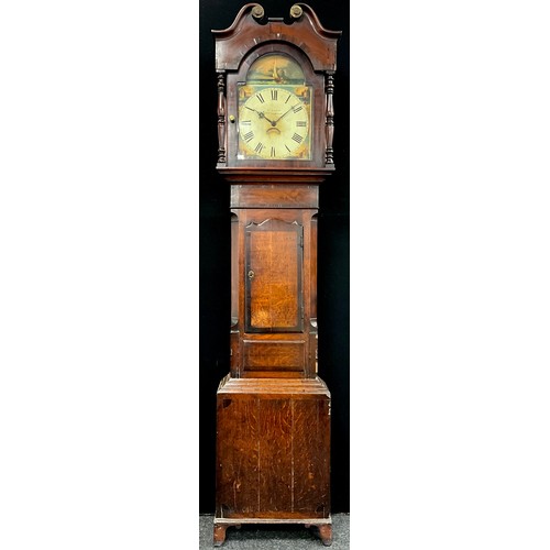 1743 - A 19th century mahogany cross-banded oak longcase clock, by Shelley, of Nottingham, 215cm high, 46cm... 