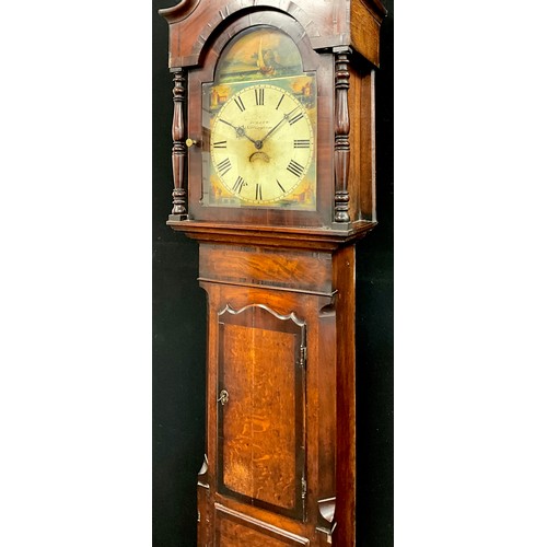 1743 - A 19th century mahogany cross-banded oak longcase clock, by Shelley, of Nottingham, 215cm high, 46cm... 