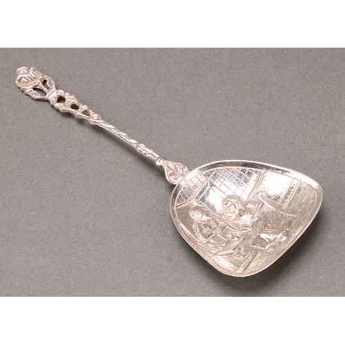 62 - A George III silver caddy spoon, fluted bowl, 10cm long, Solomon Hougham, London 1807; etc (4), 40g