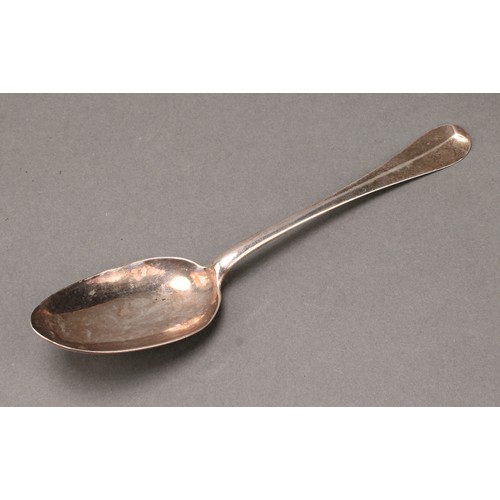 261 - A George I silver Hanoverian pattern table spoon, 19.5cm long, London 1720; a Continental silver-gil... 