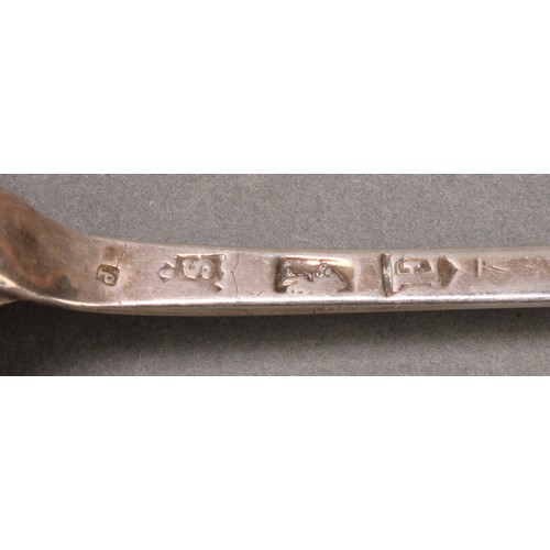 261 - A George I silver Hanoverian pattern table spoon, 19.5cm long, London 1720; a Continental silver-gil... 