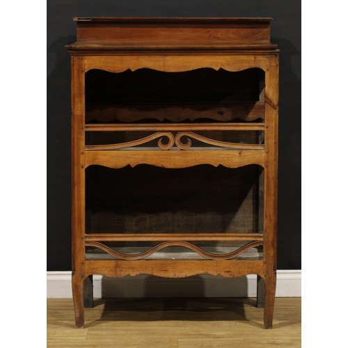 1591 - A 19th century French Provincial fruitwood open provision cupboard, 115cm high, 85cm wide, 47cm deep