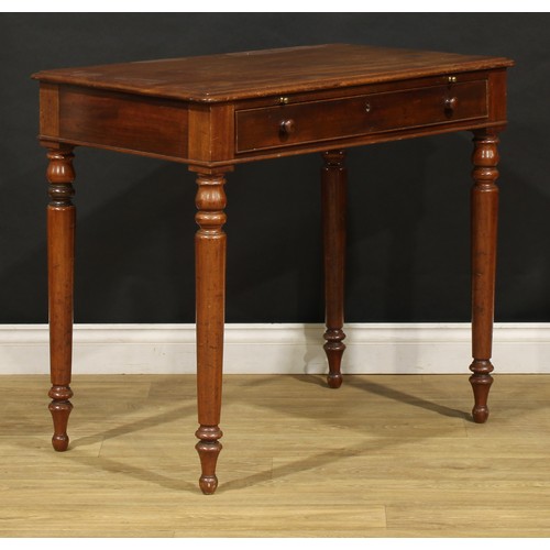 1633 - An early Victorian mahogany room centre reading or draughtsman’s table, rounded rectangular top abov... 