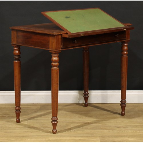 1633 - An early Victorian mahogany room centre reading or draughtsman’s table, rounded rectangular top abov... 