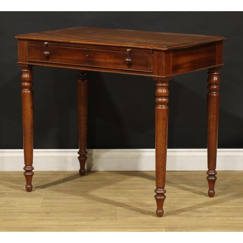 1633 - An early Victorian mahogany room centre reading or draughtsman’s table, rounded rectangular top abov... 