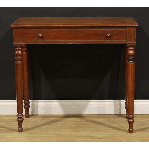 1633 - An early Victorian mahogany room centre reading or draughtsman’s table, rounded rectangular top abov... 