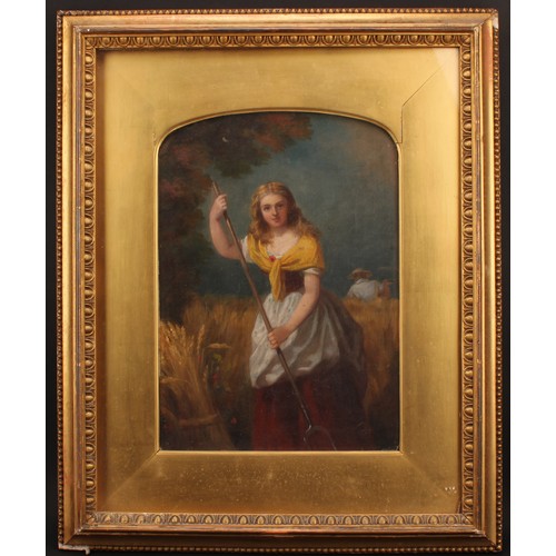 740 - English School (19th century)
Harvest Girl
oil on canvas, arched mount, 34cm x 24.5cm