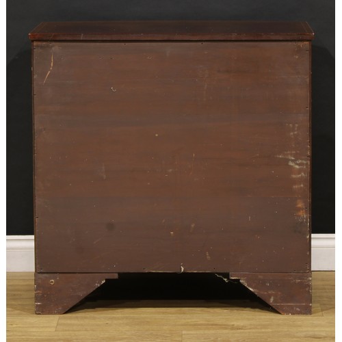 1734 - A George III mahogany bowfront chest, of two short and two long drawers, brass laurel wreath ring ha... 