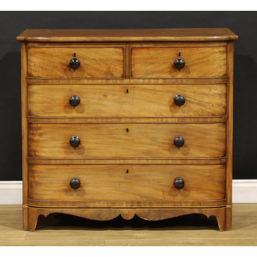 1692 - A George IV mahogany chest, of two short and three long graduated drawers, 91.5cm high, 101cm wide, ... 