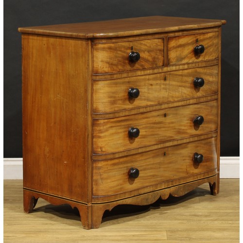 1692 - A George IV mahogany chest, of two short and three long graduated drawers, 91.5cm high, 101cm wide, ... 