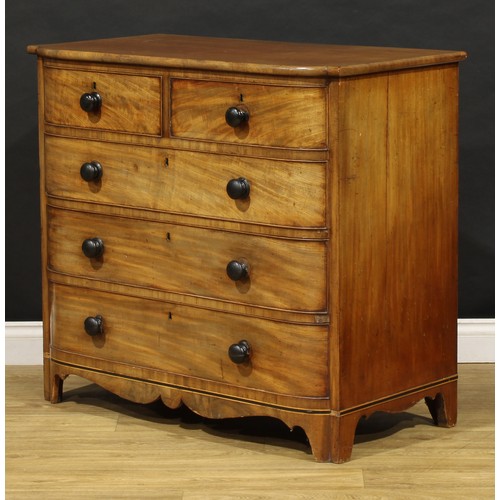 1692 - A George IV mahogany chest, of two short and three long graduated drawers, 91.5cm high, 101cm wide, ... 