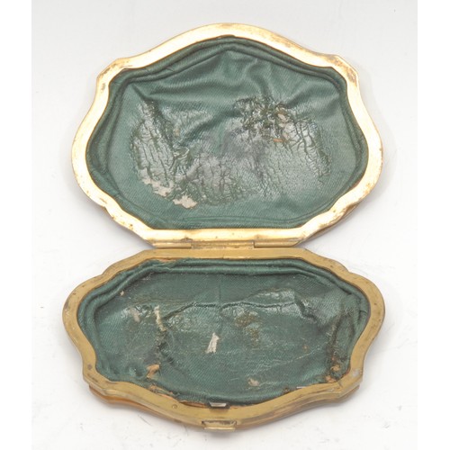 1810 - A 19th century tortoiseshell and pique coin purse, the hinged cover with a central square cartouche ... 