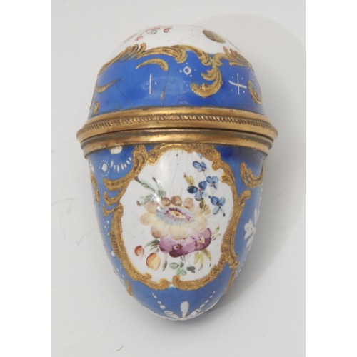 1930 - A George III South Staffordshire enamel and brass mounted bonbonniere, hand-painted with roses withi... 