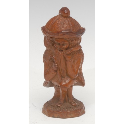 1549 - Folk Art & Treen - a Black Forest softwood novelty snuff box, carved as a Druid or gnome, 10.5cm hig... 