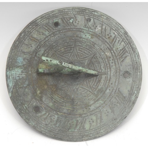 1869 - A Victorian sun dial, the centre cast with geometric patterns in the Islamic taste, Roman numeral ch... 