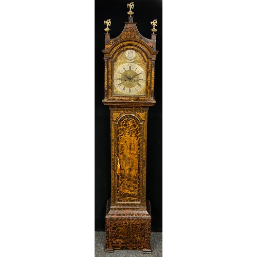 2013 - A late 18th/early 19th century Longcase Clock, by Edward Aldy, of Lincoln, the case painted with fau... 