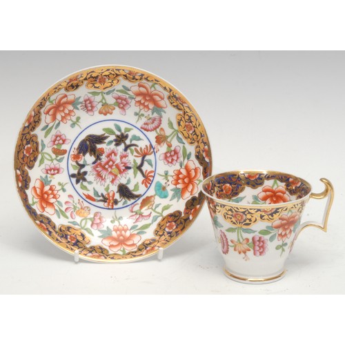 1301 - A rare Coalport Church Gresley pattern cup and saucer, painted with flowers, c.1810; a Spode Imari p... 