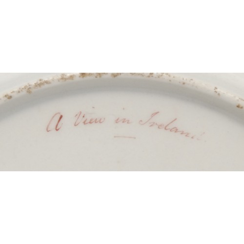 1280 - A Flight Barr and Barr Worcester circular plate, the field painted with a riverside scene, under an ... 