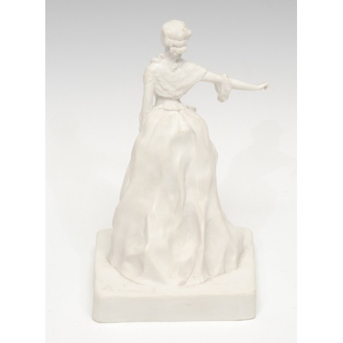 1350 - A Sevres porcelain bisque figure, of a maiden in evening gown, after Henri Frédéric Varenne, signed ... 