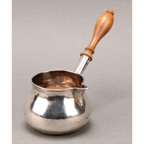 265 - A George II silver Brandy saucepan, turned wooden handle, James Smith, London 1728, approx 17cm long