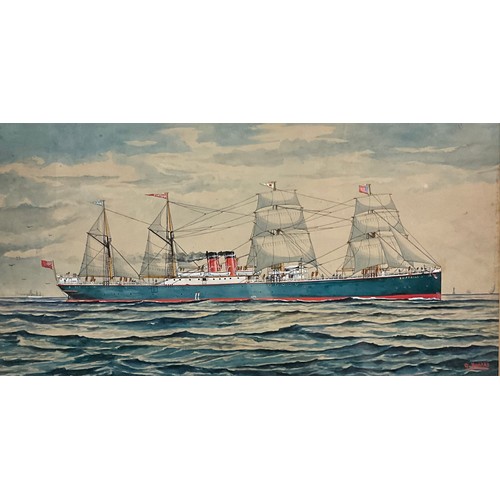 1042 - G. Yeomans (British, 20th century)
USS Buffalo
signed, watercolour, 24cm x 46.5cm.