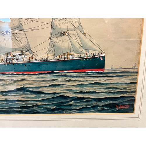 1042 - G. Yeomans (British, 20th century)
USS Buffalo
signed, watercolour, 24cm x 46.5cm.