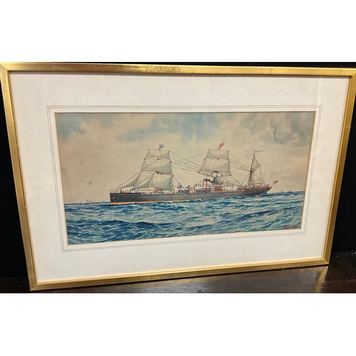 1041 - G. Yeomans (British, 20th century)
HMS City of London
signed, watercolour, 24cm x 46.5cm