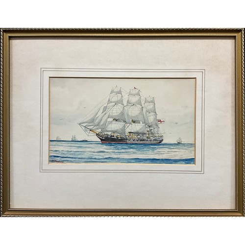 1039 - G. Yeomans (British, 20th century)
A set of four, Tallships, and Steamships at sea
signed, watercolo... 