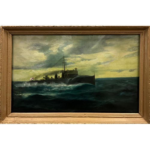 936 - British School (early 20th century)
Patrol Ship, Flying the White Ensign
oil on canvas, 44cm x 72cm