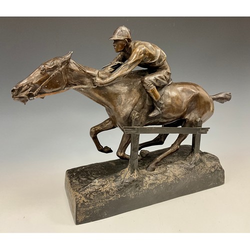 1965 - French School (early 20th century), a patinated spelter equestrian sculpture, Vers La Victoire!, a h... 