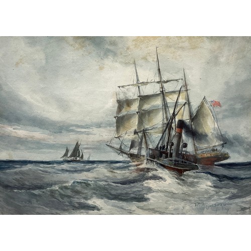 1002 - W. E. J. Dean
Sail and Steam
signed, dated 1909, watercolour, 23cm x 33cm