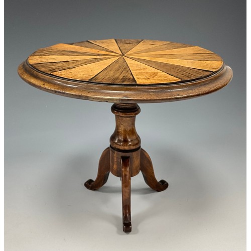 2023 - A 19th century apprentice work, marquetry inlaid tilt-top table, English and American walnut segment... 