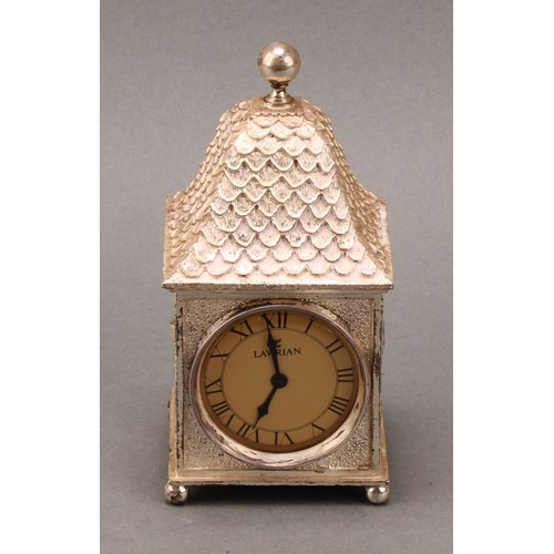 183 - House of Lawrian - an Elizabeth II silver commemorative clock,  for the tercentenary of Greenwich Ob... 